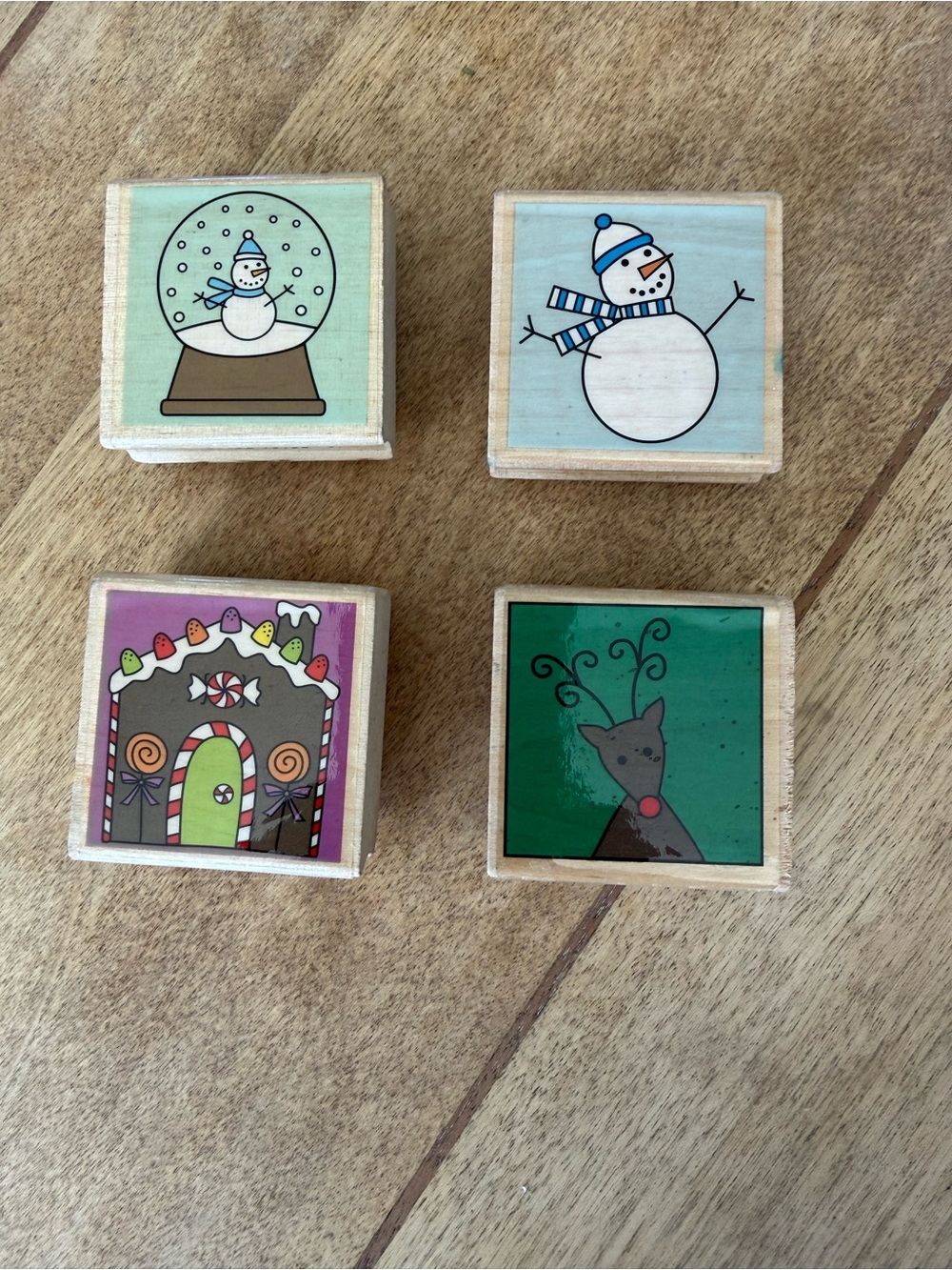 Holiday Wooden Block Rubber Stamp Set